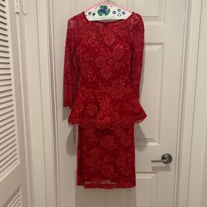 Elegant Red Lace Dress